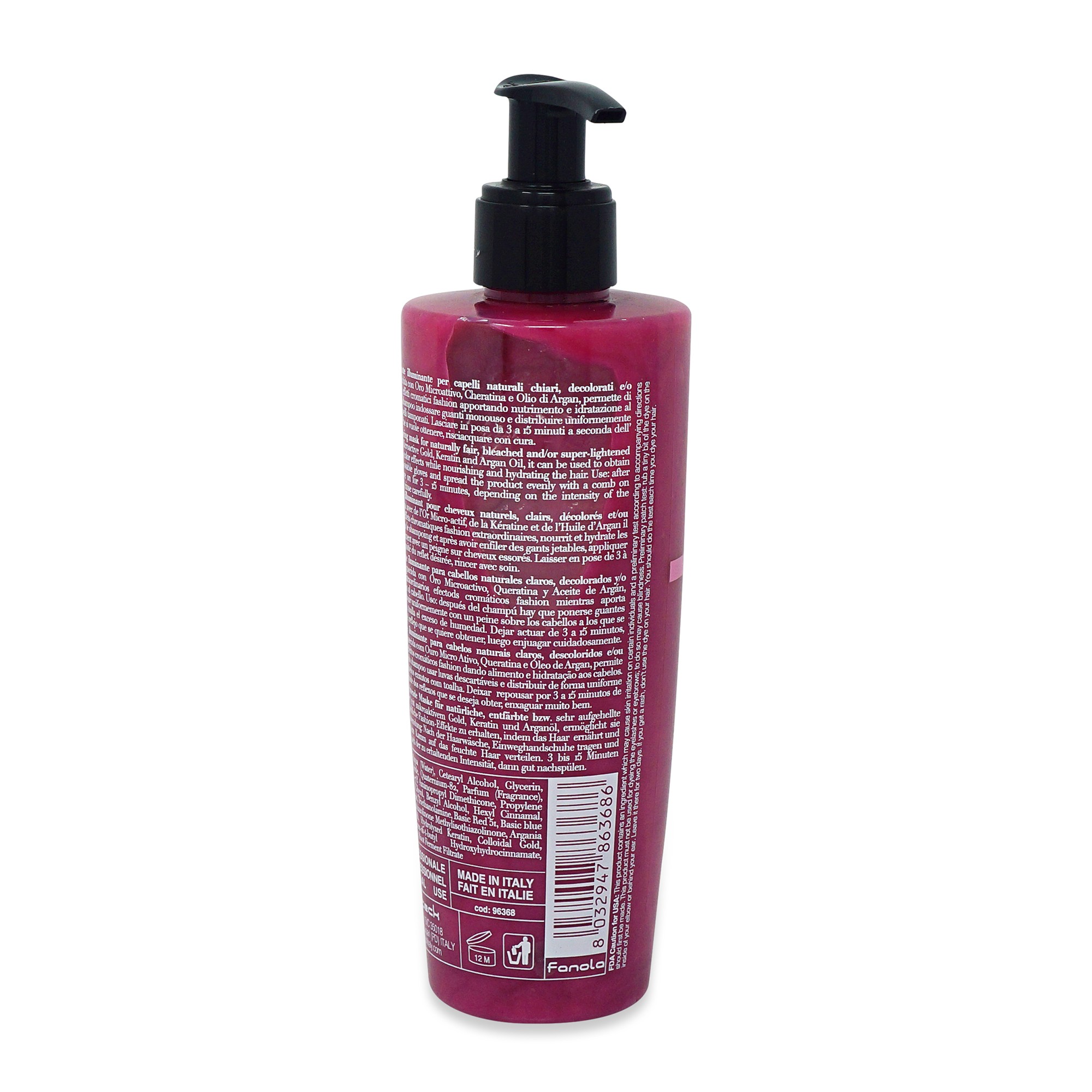 Fanola Pink Color Mask Shine and Hydration, 8.45 oz.