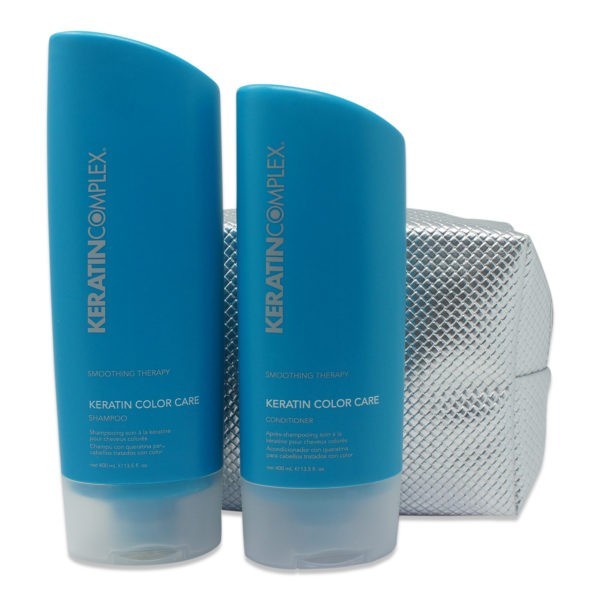 Keratin Complex Keratin Color Care Shampoo and Conditioner Combo 13.5 oz. With Free Makeup Bag