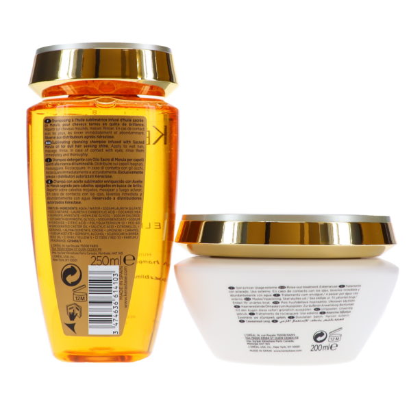 Kerastase Elixir Ultime Sublimating Oil Infused Shampoo Le Bain 8.5 oz & Elixir Ultime Mask 6.8 oz Combo Pack