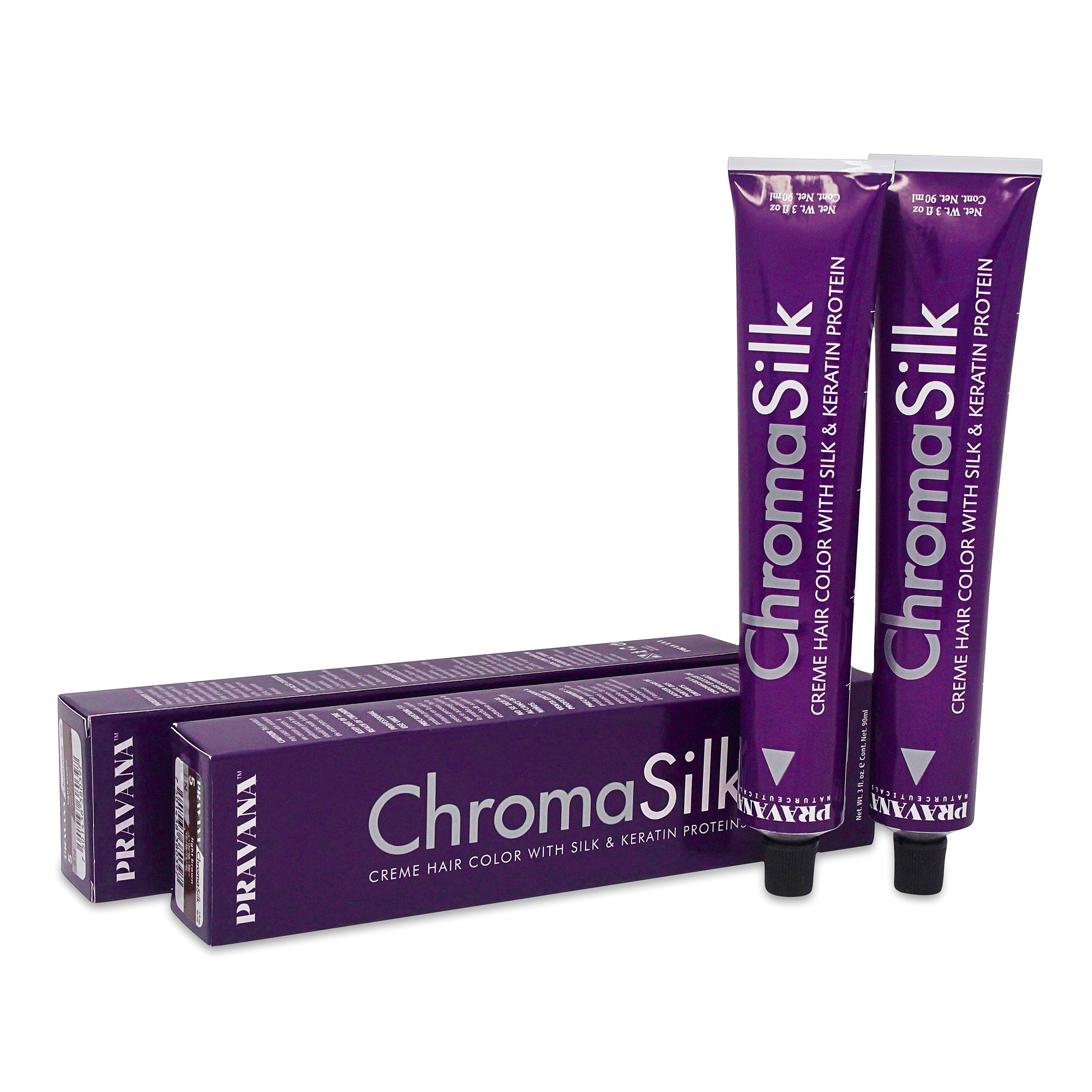 Pravana ChromaSilk Creme Hair Color with Silk & Keratin Protein 5 Light Brown 2 Pack