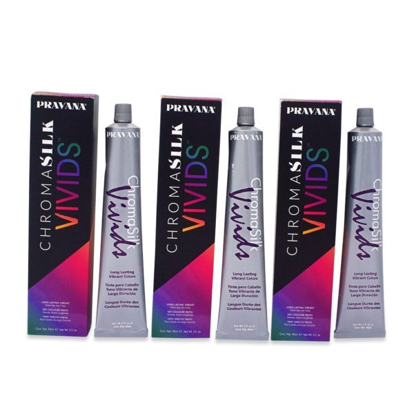 PRAVANA ChromaSilk Vivids Creme Hair Color with Silk & Keratin Protein (Vivid Violet) 3 Oz-3 pack