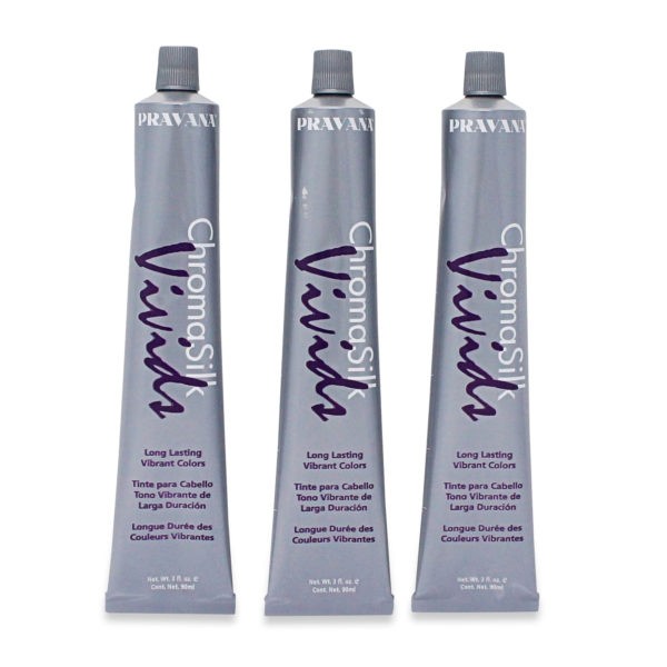 PRAVANA ChromaSilk Vivids Creme Hair Color with Silk & Keratin Protein (Vivid Violet) 3 Oz-3 pack