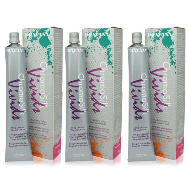 PRAVANA ChromaSilk Vivids Creme Hair Color with Silk & Keratin Protein (Yellow)3 Oz-3 pack