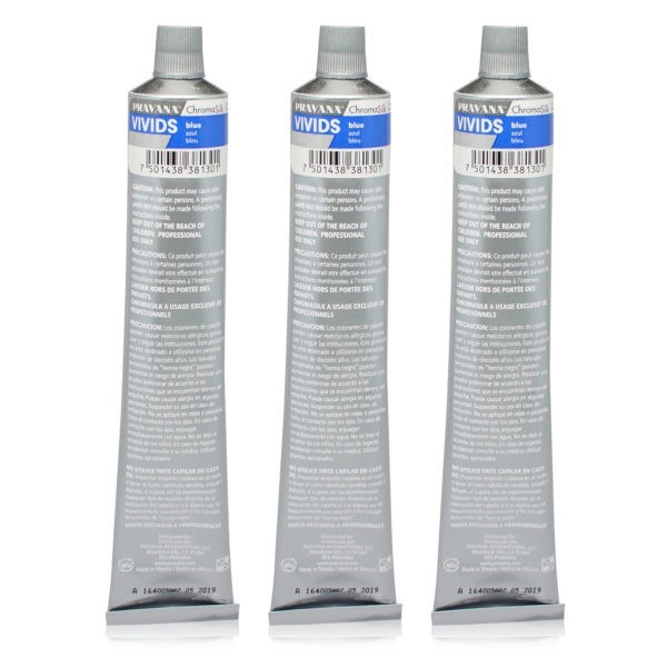 PRAVANA ChromaSilk Vivids Creme Hair Color with Silk & Keratin Protein (Blue)3 Oz-3 pack