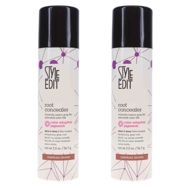 Style Edit Medium Brown Root Concealer Touch Up Spray 2 oz 2 Pack