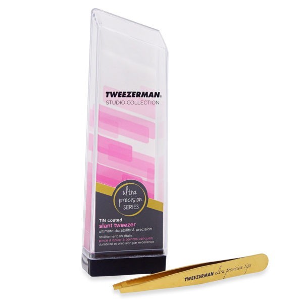 Tweezerman Studio Collection Ultra Precision Series Titanium Nitride Coated Slant, Gold