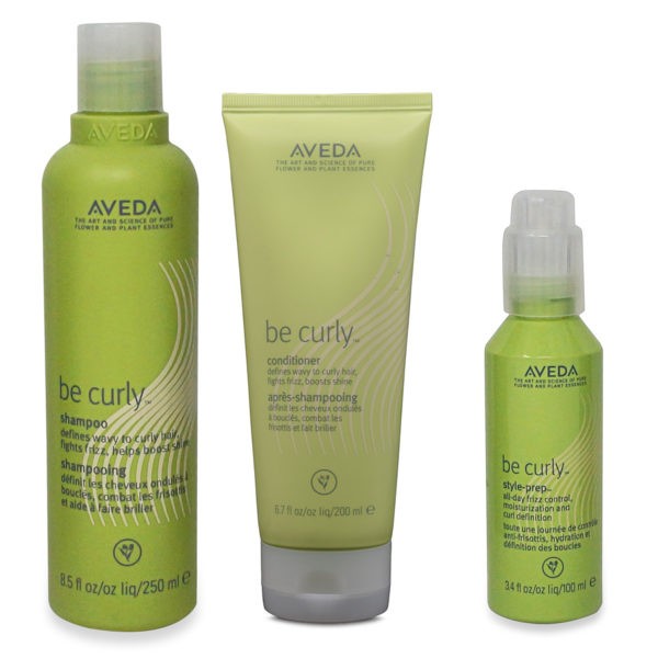 Aveda Be Curly Shampoo 8.5 Oz, Be Curly Conditioner 6.7 Oz, and Be Curly Style Prep 3.4 Oz Combo Pack