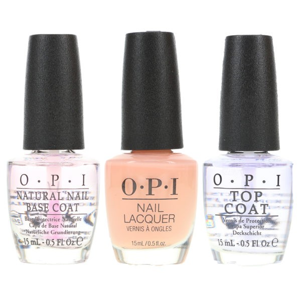 OPI Bubble Bath .5 oz, Top Coat .5 oz & Natural Nail Base Coat .5 oz Pack