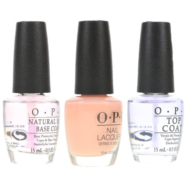 OPI Bubble Bath .5 oz, Top Coat .5 oz & Natural Nail Base Coat .5 oz Pack