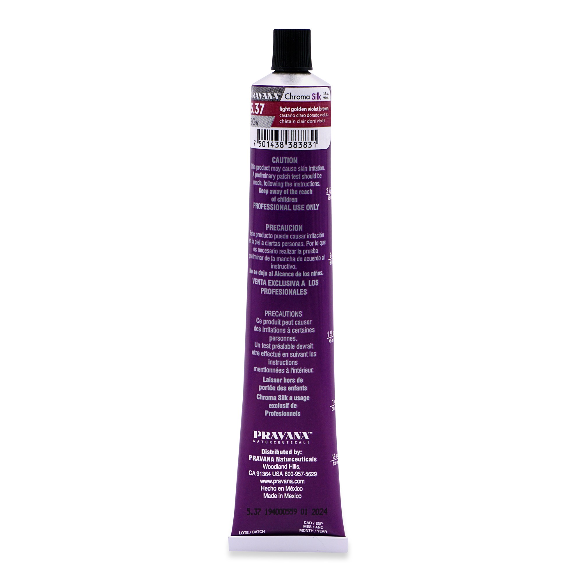 Pravana ChromaSilk Creme Hair Color 5.37 -Light Golden Violet Brown, 3 oz.