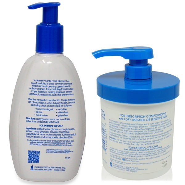 Vanicream Gentle Facial Cleanser 8 oz. & Skin Cream 16 oz. Combo Pack