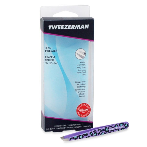 Tweezerman Slant Tweezer Leopard Print - Purple