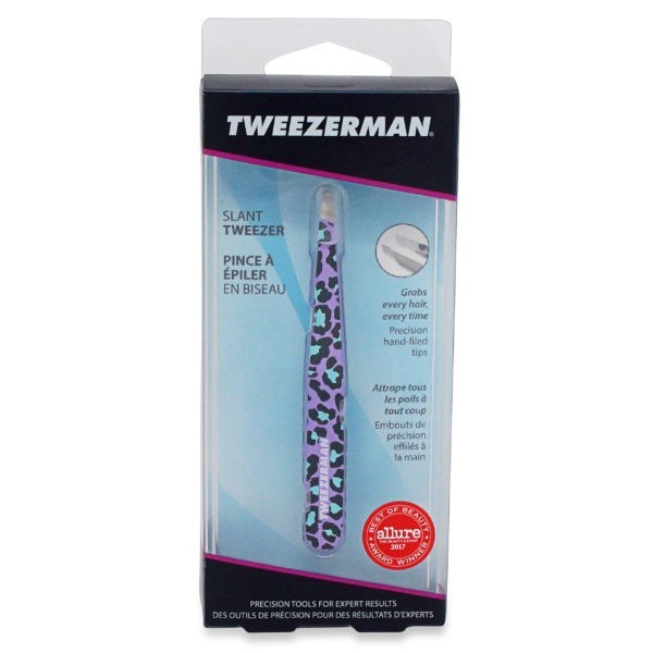 Tweezerman Slant Tweezer Leopard Print - Purple