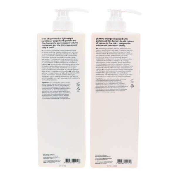 EVO Gluttonty Volume Shampoo & Bride Of Gluttony Conditioner 33.8 Oz Combo Pack