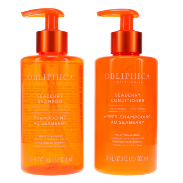 Obliphica Professional Seaberry Shampoo & Conditioner, Fine to Medium 10 oz Combo Pack