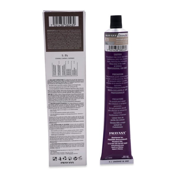 Pravana ChromaSilk Creme Hair Color 9.1 Very Light Ash Blonde, 3 oz.