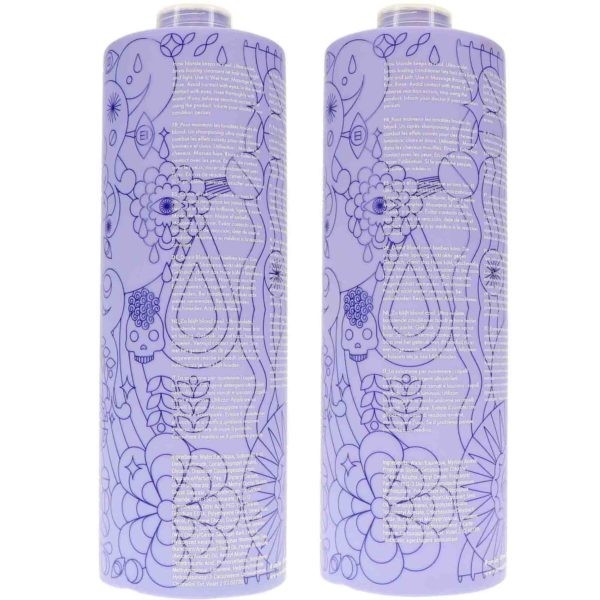 Amika Bust Your Brass Cool Blonde Shampoo 33.8 oz & Conditioner 33.8 oz Combo Pack