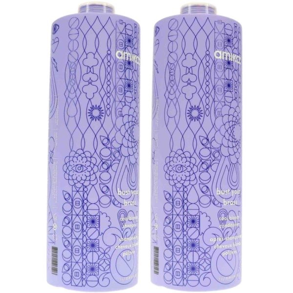 Amika Bust Your Brass Cool Blonde Shampoo 33.8 oz & Conditioner 33.8 oz Combo Pack
