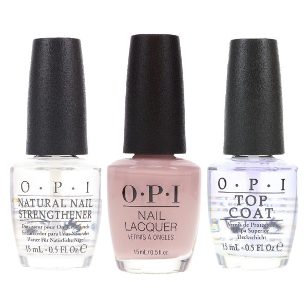 OPI Don't Bossa Nova Me Around 0.5 oz, Top Coat T30 .5 oz & Natural Nail Strengthener T60 .5 oz Pack