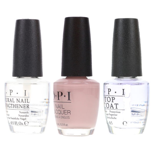 OPI Don't Bossa Nova Me Around 0.5 oz, Top Coat T30 .5 oz & Natural Nail Strengthener T60 .5 oz Pack