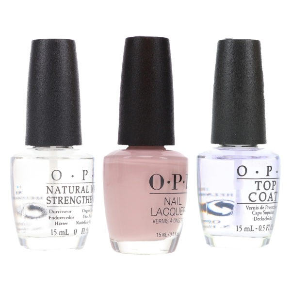 OPI Don't Bossa Nova Me Around 0.5 oz, Top Coat T30 .5 oz & Natural Nail Strengthener T60 .5 oz Pack