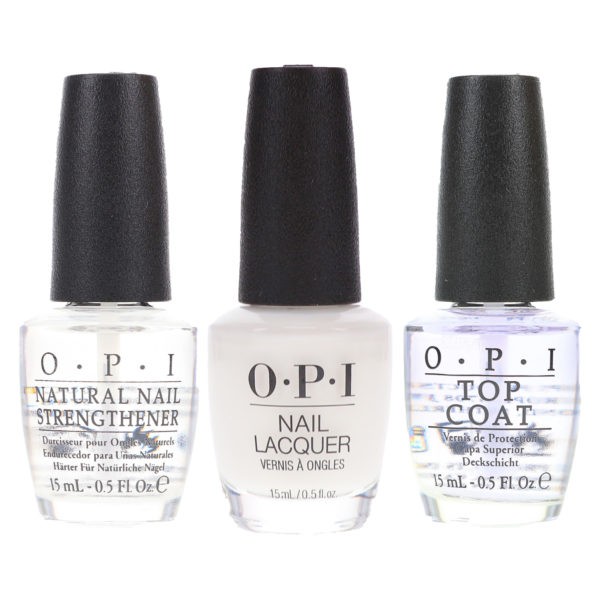 OPI Funny Bunny 0.5 oz, Top Coat T30 .5 oz & Natural Nail Strengthener T60 .5 oz Pack