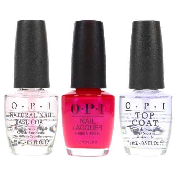 OPI Pompeii Purple 0.5 oz, Top Coat .5 oz & Natural Nail Base Coat .5 oz Combo Pack