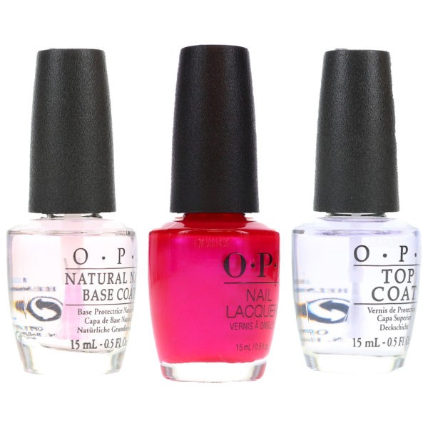 OPI Pompeii Purple 0.5 oz, Top Coat .5 oz & Natural Nail Base Coat .5 oz Combo Pack