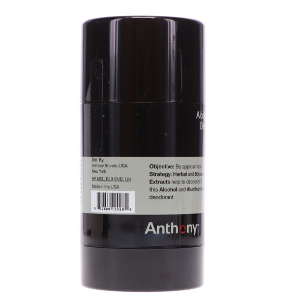 Anthony Alcohol Free Deodorant, 2.5 oz.