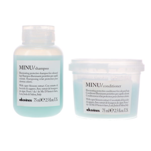 Davines MINU Illuminating Shampoo 2.5 oz & Davines MINU Illuminating Conditioner 2.5 oz Combo Pack