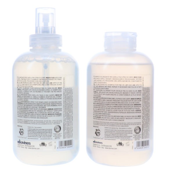 Davines VOLU Volume Enhancing Shampoo 8.45 oz & VOLU Volume Booster Hair Mist 8.45 oz Combo Pack