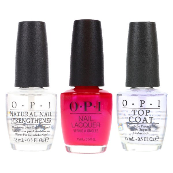 OPI Pompeii Purple NLC09 0.5 oz, Top Coat T30 .5 oz & Natural Nail Strengthener T60 .5 oz Pack