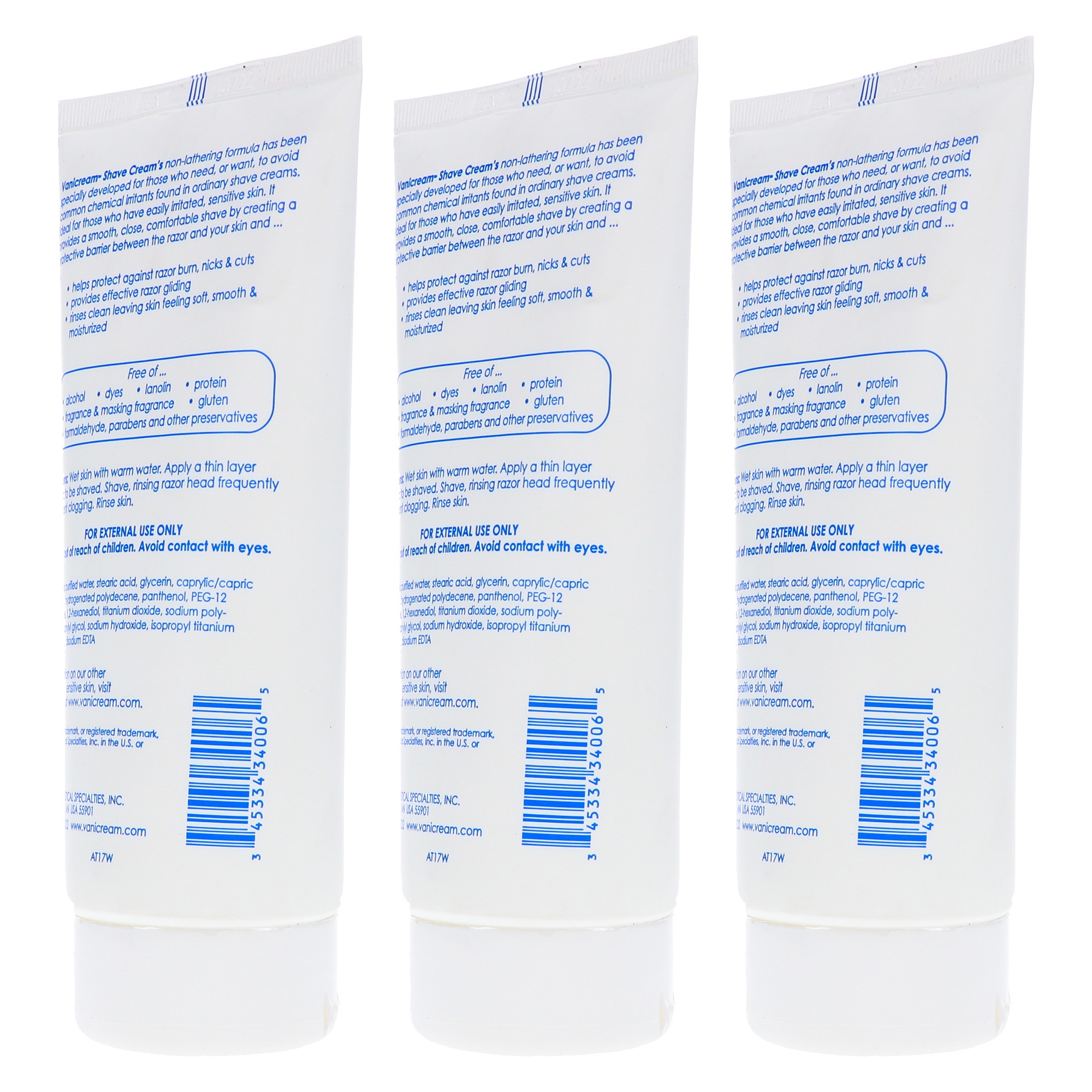 Vanicream Shave Cream For Sensitive Skin 6 Oz (Pack of 3) Beauty Roulette