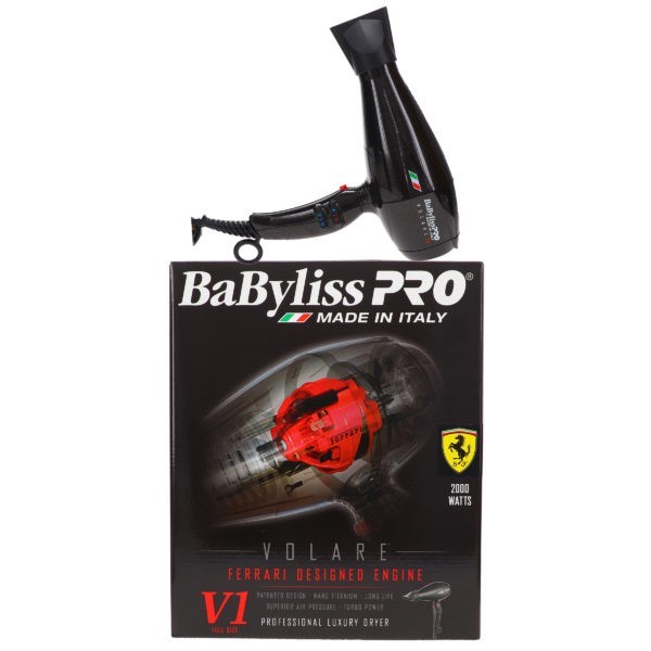 BaBylissPRO Nano Titanium Volare V1 Full-Size Dryer Ferrari-Designed Engine Black
