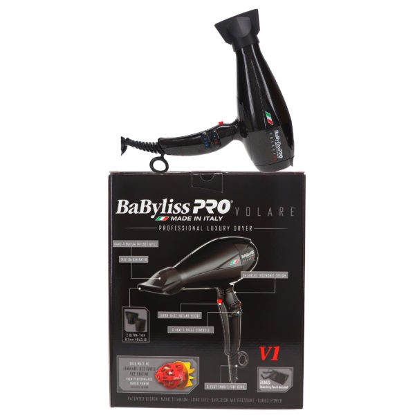 BaBylissPRO Nano Titanium Volare V1 Full-Size Dryer Ferrari-Designed Engine Black