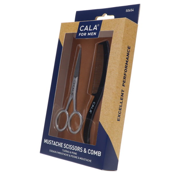 CALA Men's Mustache Scissors & Comb Set