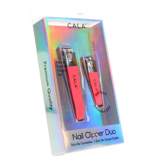 CALA Nail Clipper Duo Coral, Tweezer Duo Coral & Silky Glide Pro Callus Remover Hot Pink Combo Pack