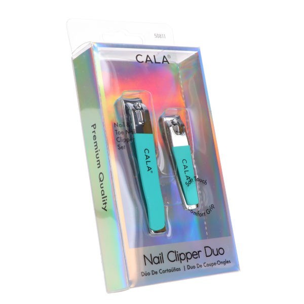 CALA Nail Clipper Duo Mint, Tweezer Duo Mint & Silky Glide Pro Callus Remover Aqua Combo Pack