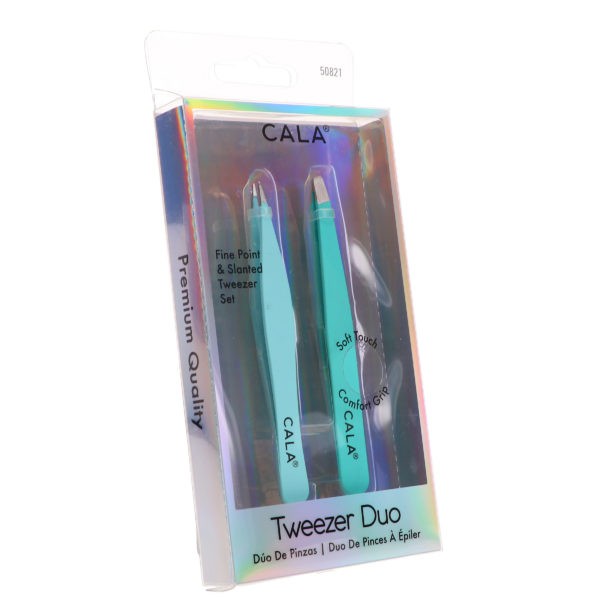 CALA Nail Clipper Duo Mint, Tweezer Duo Mint & Silky Glide Pro Callus Remover Aqua Combo Pack