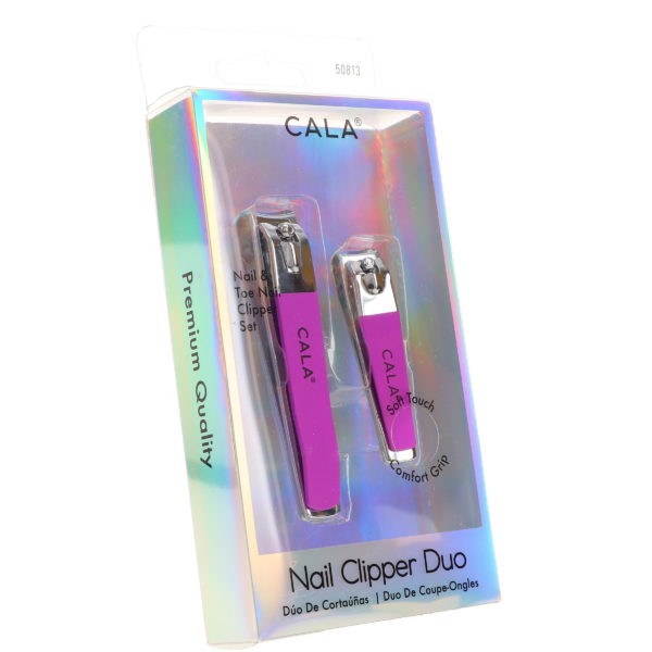 CALA Nail Clipper Duo Orchid, Tweezer Duo Orchid & Silky Glide Pro Callus Remover Purple Combo Pack