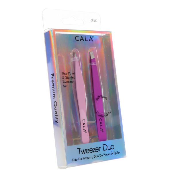 CALA Nail Clipper Duo Orchid, Tweezer Duo Orchid & Silky Glide Pro Callus Remover Purple Combo Pack