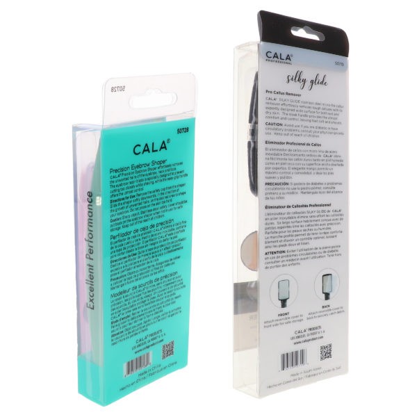 CALA Precision Eyebrow Shaper 3 pc & Silky Glide Pro Callus Remover Black Combo Pack