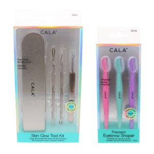 CALA Precision Eyebrow Shaper 3 pc & Skin Glow Tool Kit 3 ct Combo Pack