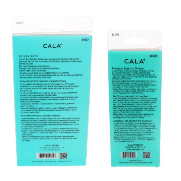 CALA Precision Eyebrow Shaper 3 pc & Skin Glow Tool Kit 3 ct Combo Pack