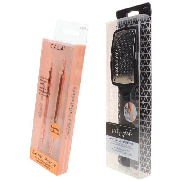 CALA Rose Gold Blemish Rescue Kit 2 pc & Silky Glide Pro Callus Remover Black Combo Pack
