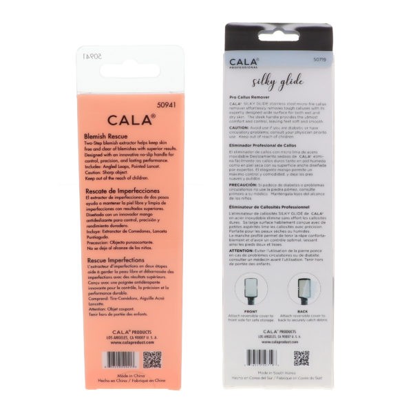 CALA Rose Gold Blemish Rescue Kit 2 pc & Silky Glide Pro Callus Remover Black Combo Pack