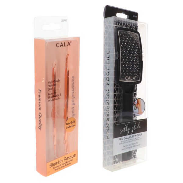 CALA Rose Gold Blemish Rescue Kit 2 pc & Silky Glide Pro Callus Remover Black Combo Pack