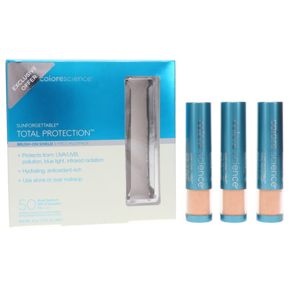 Colorescience Sunforgettable Brush on Sunscreen SPF 50 Tan 3 Piece Multipack 0.21 Each