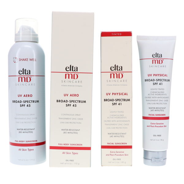 Elta MD UV Aero SPF 45 Broad Spectrum Full Body Sunscreen 6 oz and UV Physical Tinted Broad Spectrum 41 3 oz Combo Pack