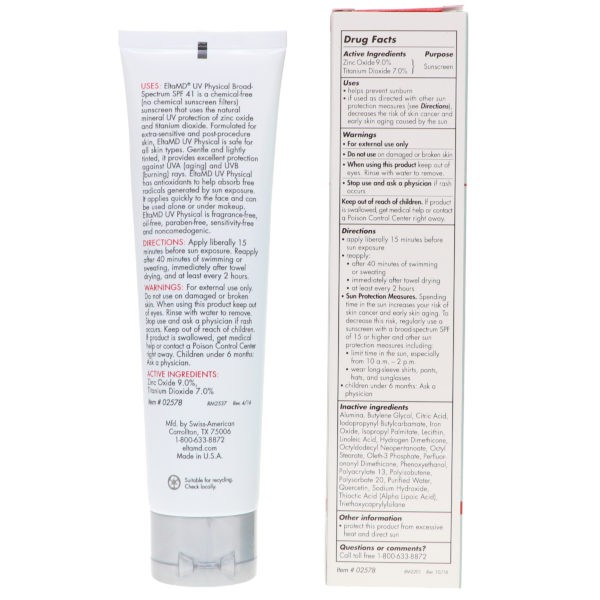 Elta MD UV Physical SPF 41 Lightly Tinted Facial Sunscreen 3 oz